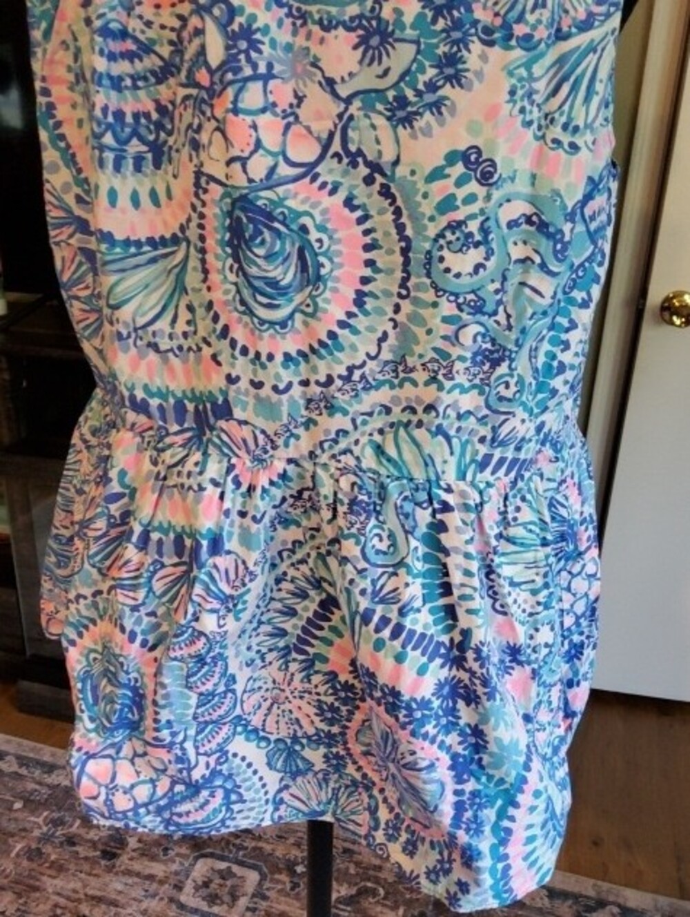 Lilly Pulitzer Blue Pink Paisley Floral Sleeveless Peplum Top Medium - Picture 7 of 13
